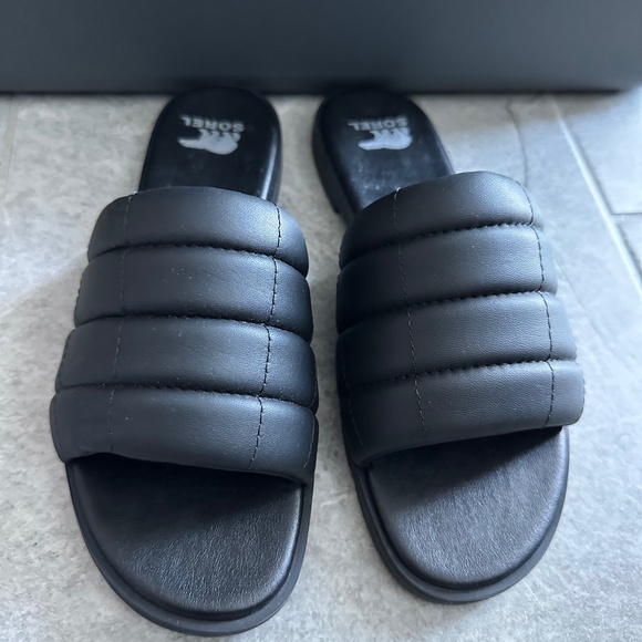 Sorel Ella III Quilted Puff Slide Sandal in Black Size 8 - Picture 1 of 5